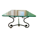 Wrought iron table with glass top