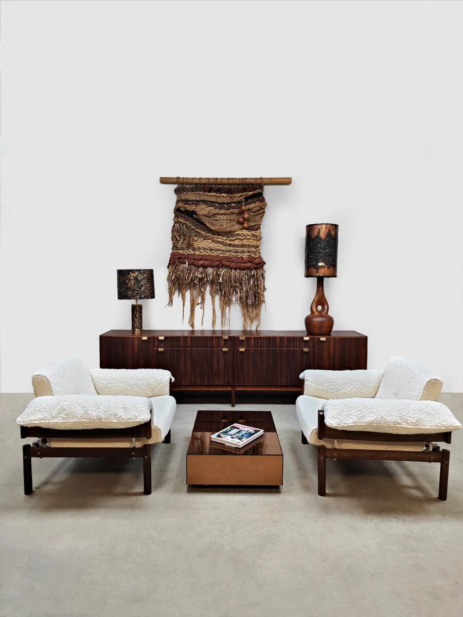 Vintage rare Brazilian lounge chairs Percival Lafer 1960s