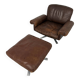 Vintage 70s brown leather ottoman chair design DE SEDE DS-31