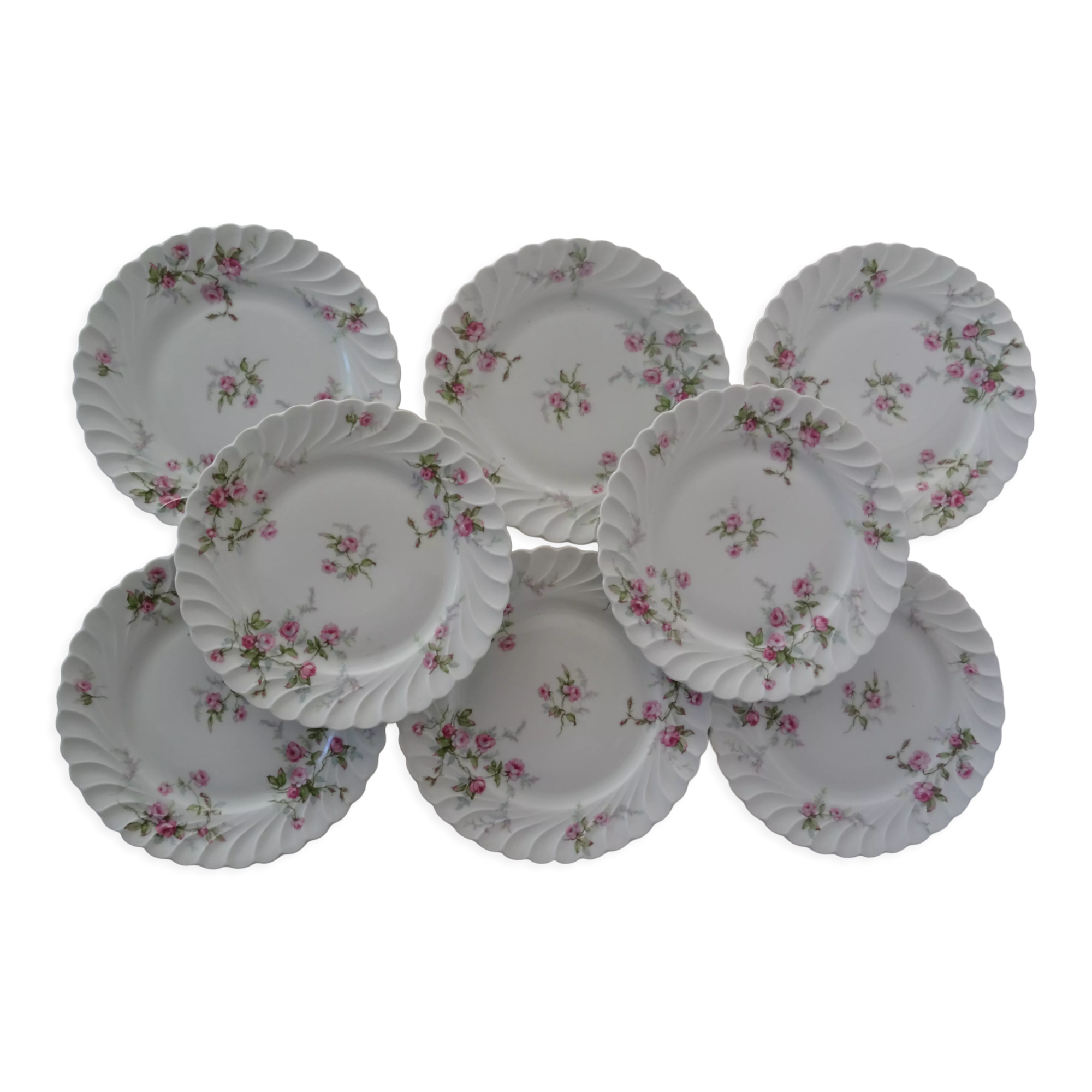 8 assiettes plates Haviland 426112 Sylvie fleurs petites roses  Limoges