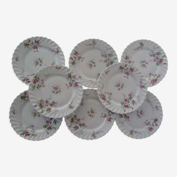 8 assiettes plates Haviland 426112 Sylvie fleurs petites roses  Limoges