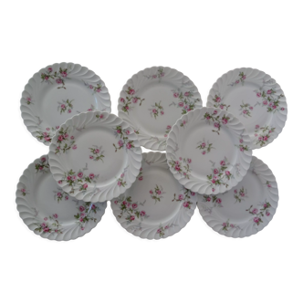 8 flat plates Haviland 426112 Sylvie flowers small roses Limoges