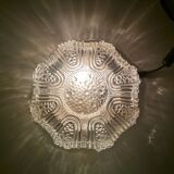 Portuguese mid century clear bubble glass bathroom flush mount light fixture lamp 1970s