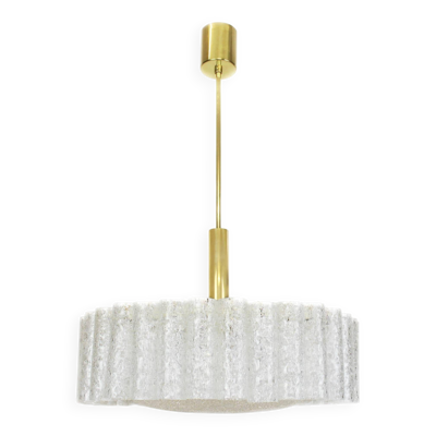 Lustre à tubes en verre glace Doria avec entouré en laiton, Allemagne, années 1960