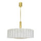 1 of 2 glass tube chandeliers by Doria with brass surround, Germany, 1960s