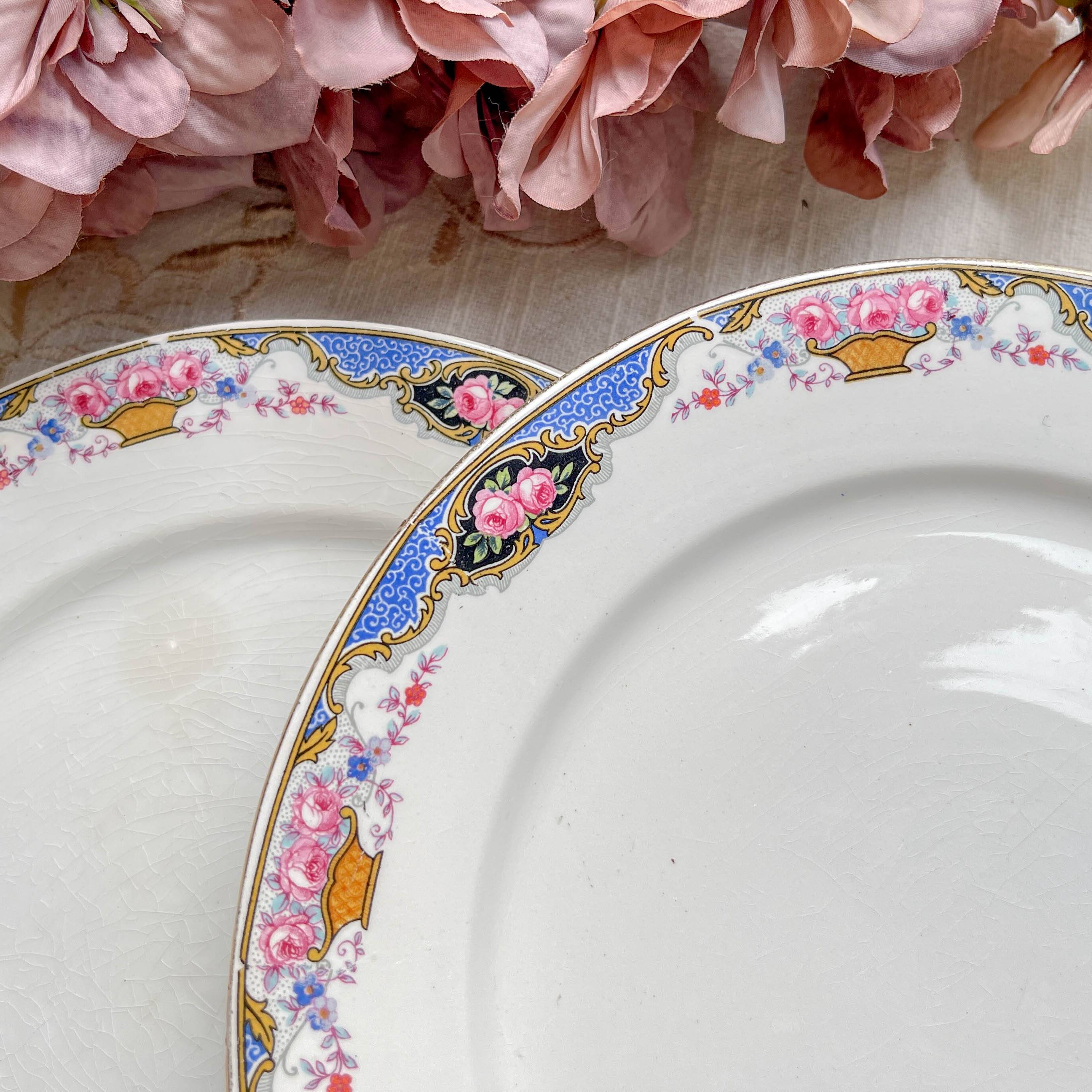 6 small vintage floral plates Digoin Sarreguemines – 1950s