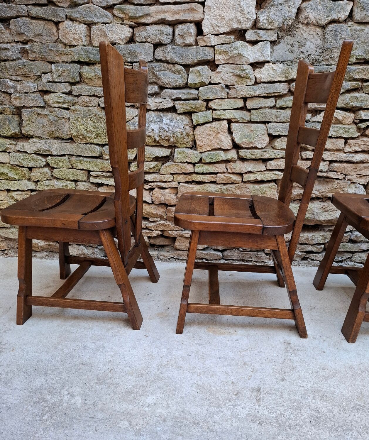 Brutalist oak chairs