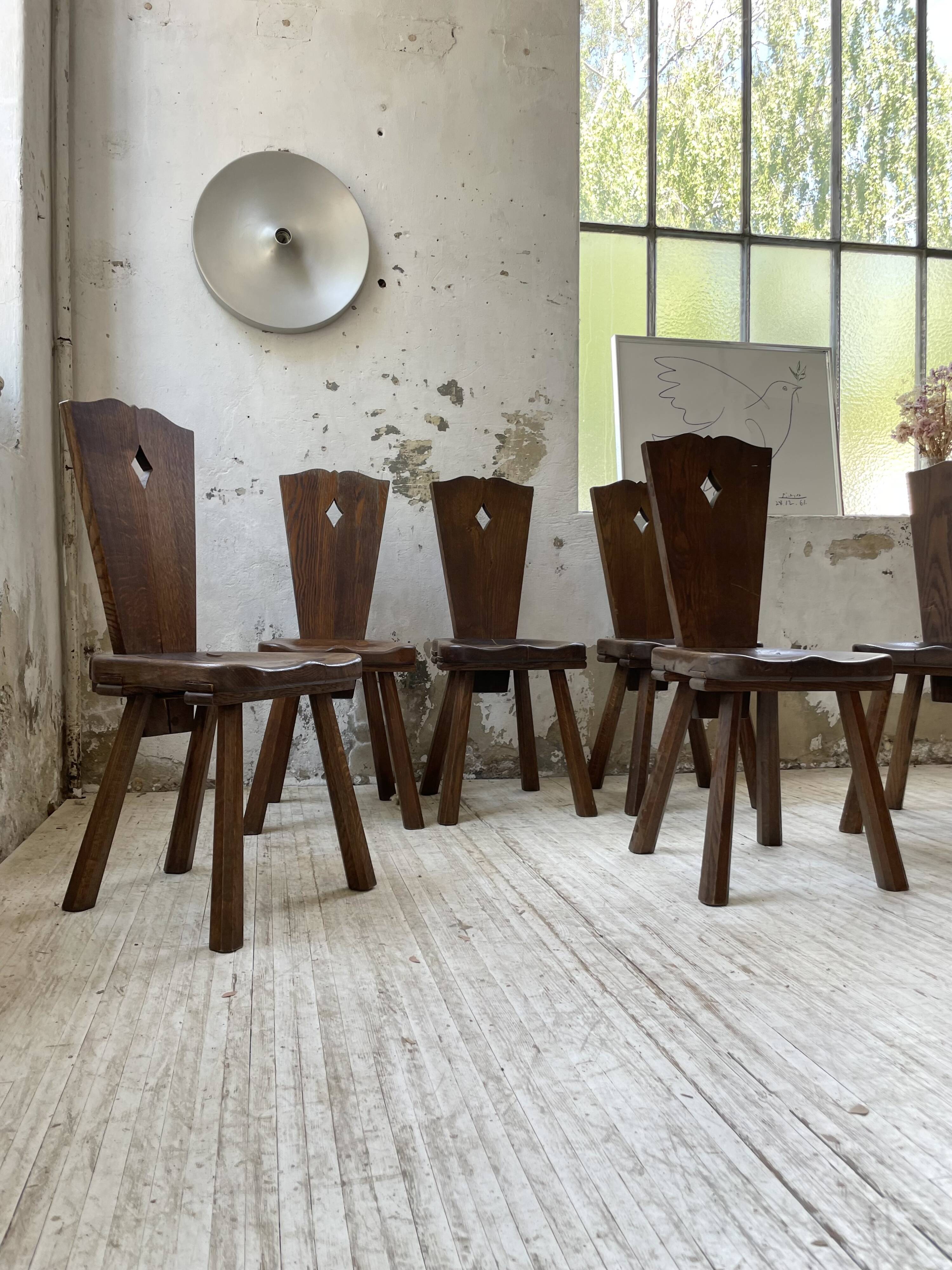 Chaises chêne massif chapo savoyarde art populaire