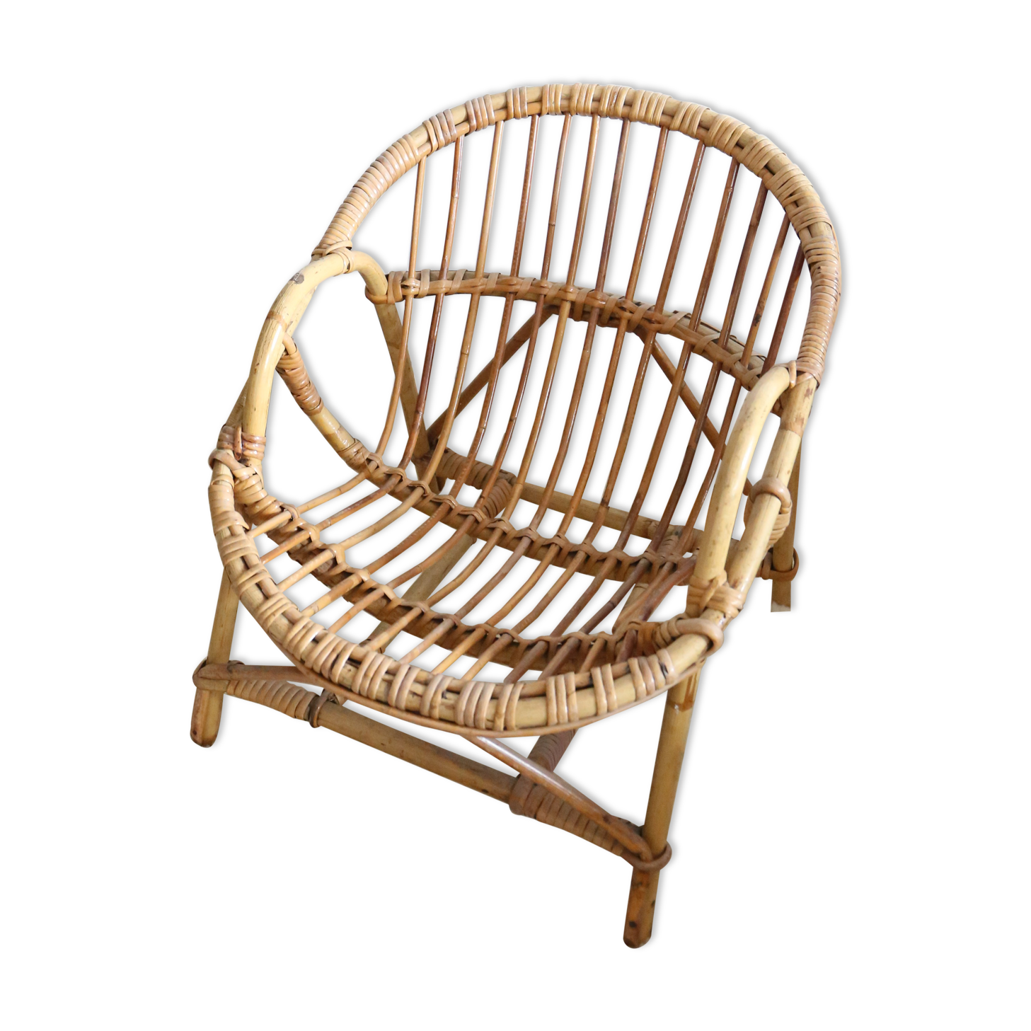 Armchair rattan basket child, vintage