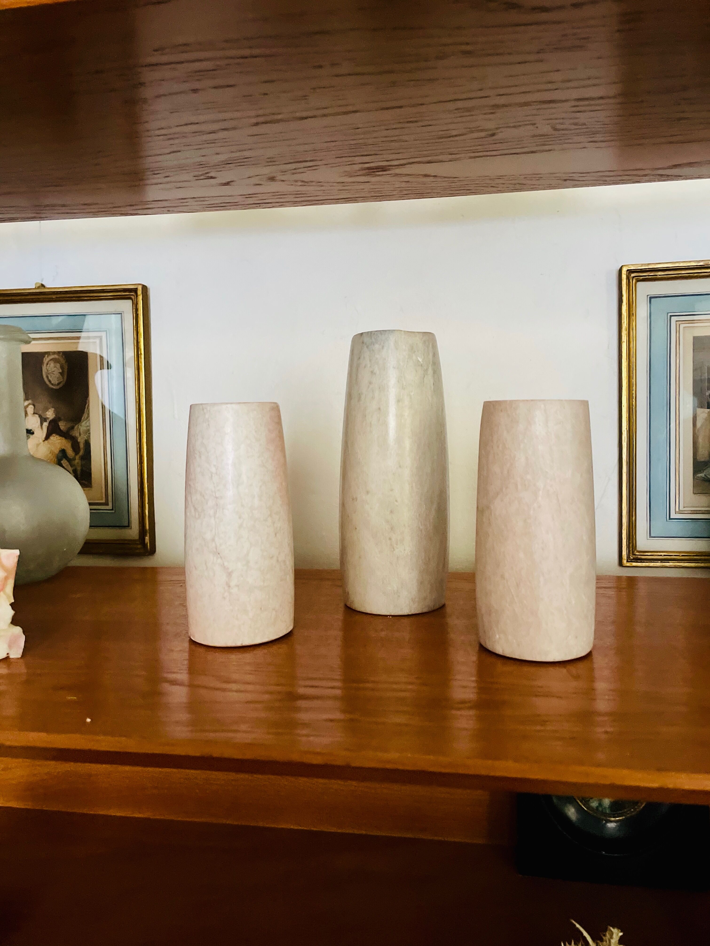 Trio of soliflores in rough cut stone