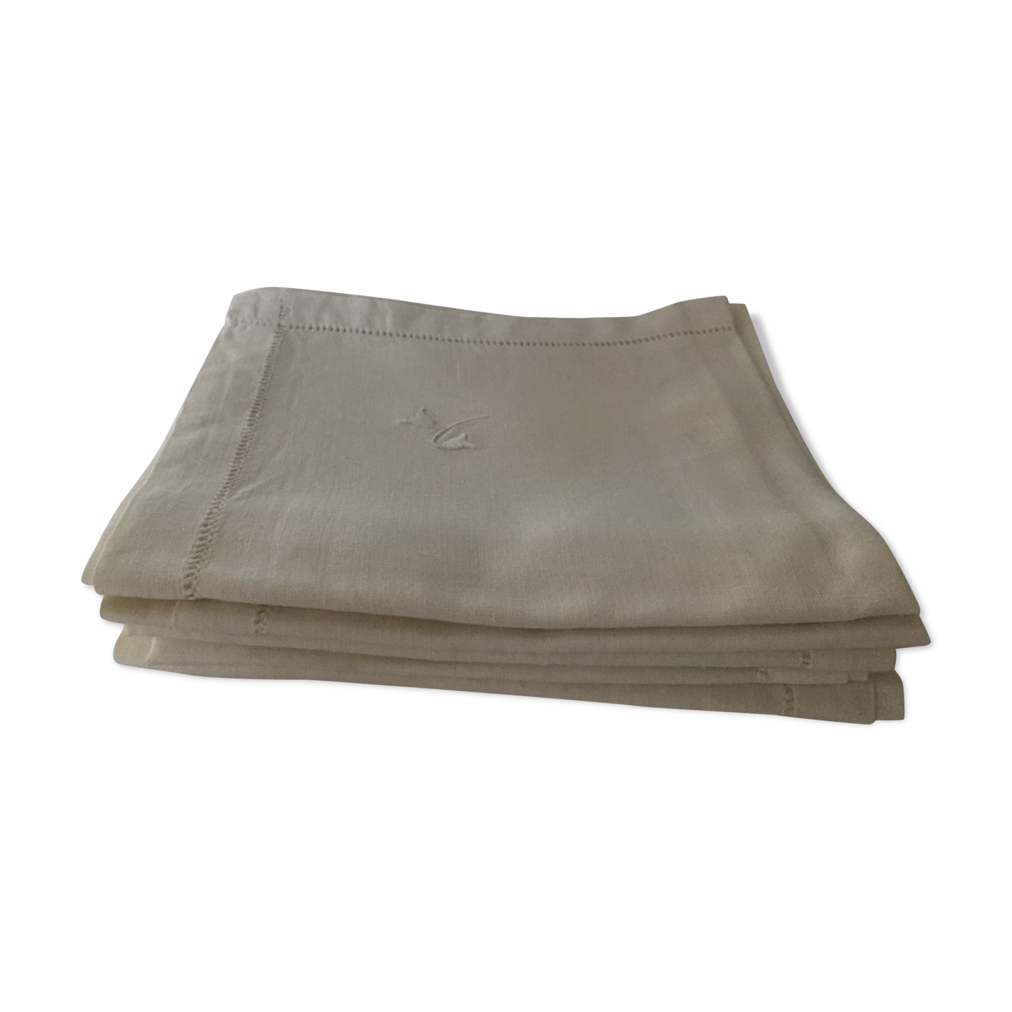 Set of 12 cotton napkins embroidered