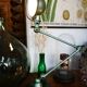 Old green metallic Jieldé lamp