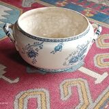 soupière, plat de forme en porcelaine  Sarguemines France décor Royat