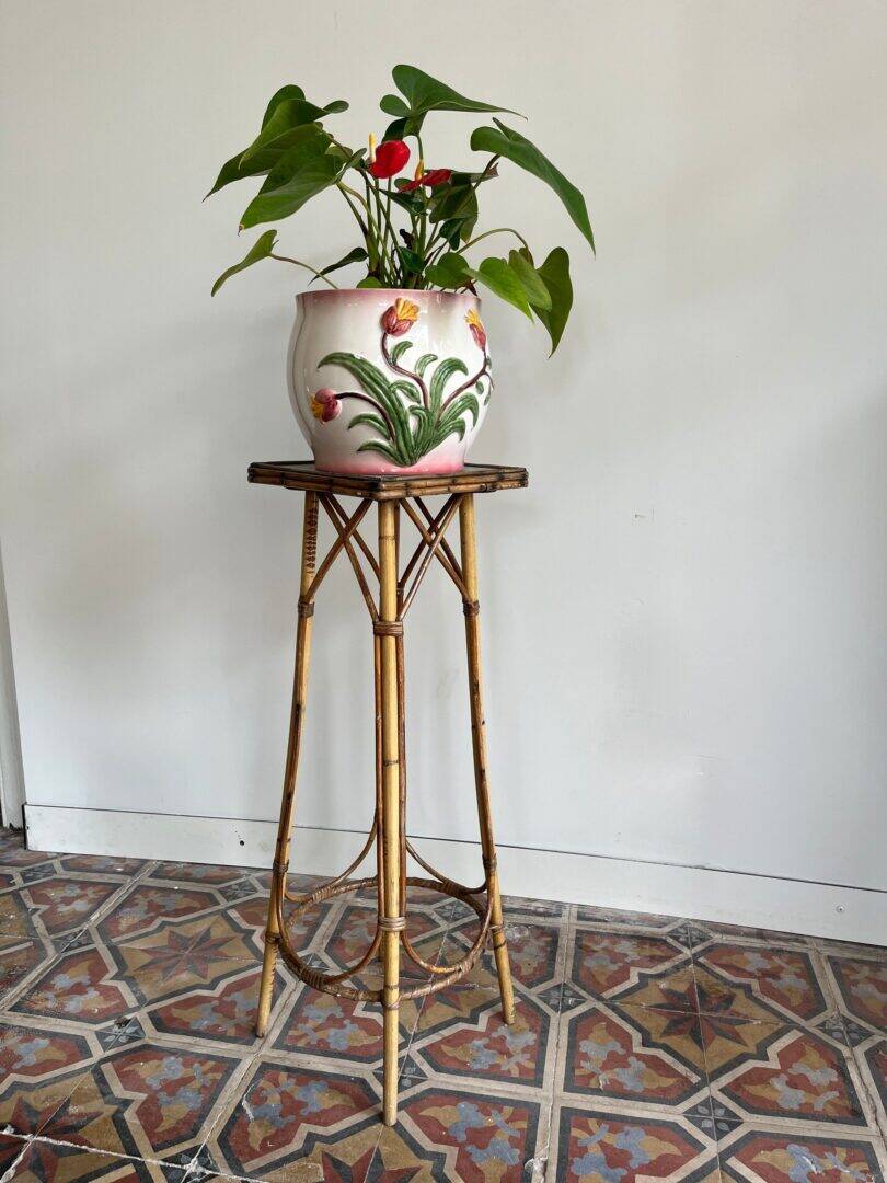 Support de plante en rotin