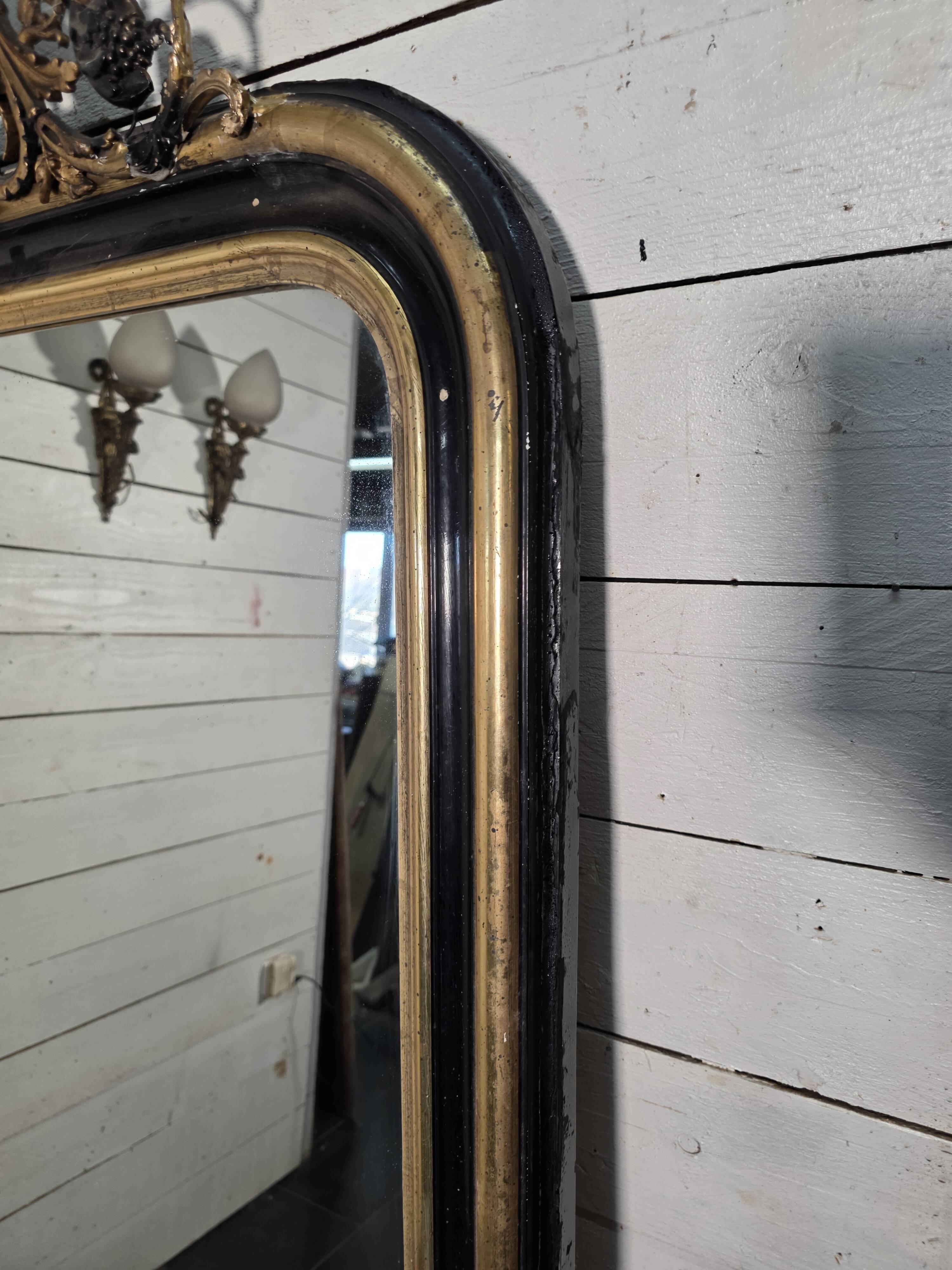 Napoleon III mirror from the 19th century with gold leaf, 190cm H