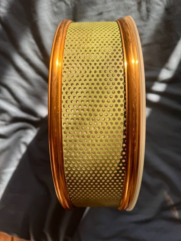 Plafonnier Lunel / Hublot / Laiton, métal perforé et verre