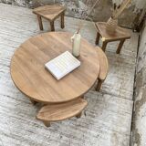 Circular elm coffee table from the 1950s