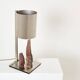 Brutalist lamp signed Philippe Jean steel and red schist 1970