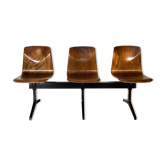 Suite of 3 wooden chairs on Mullca beam
