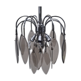 Italian chrome & smoked glass pendant light