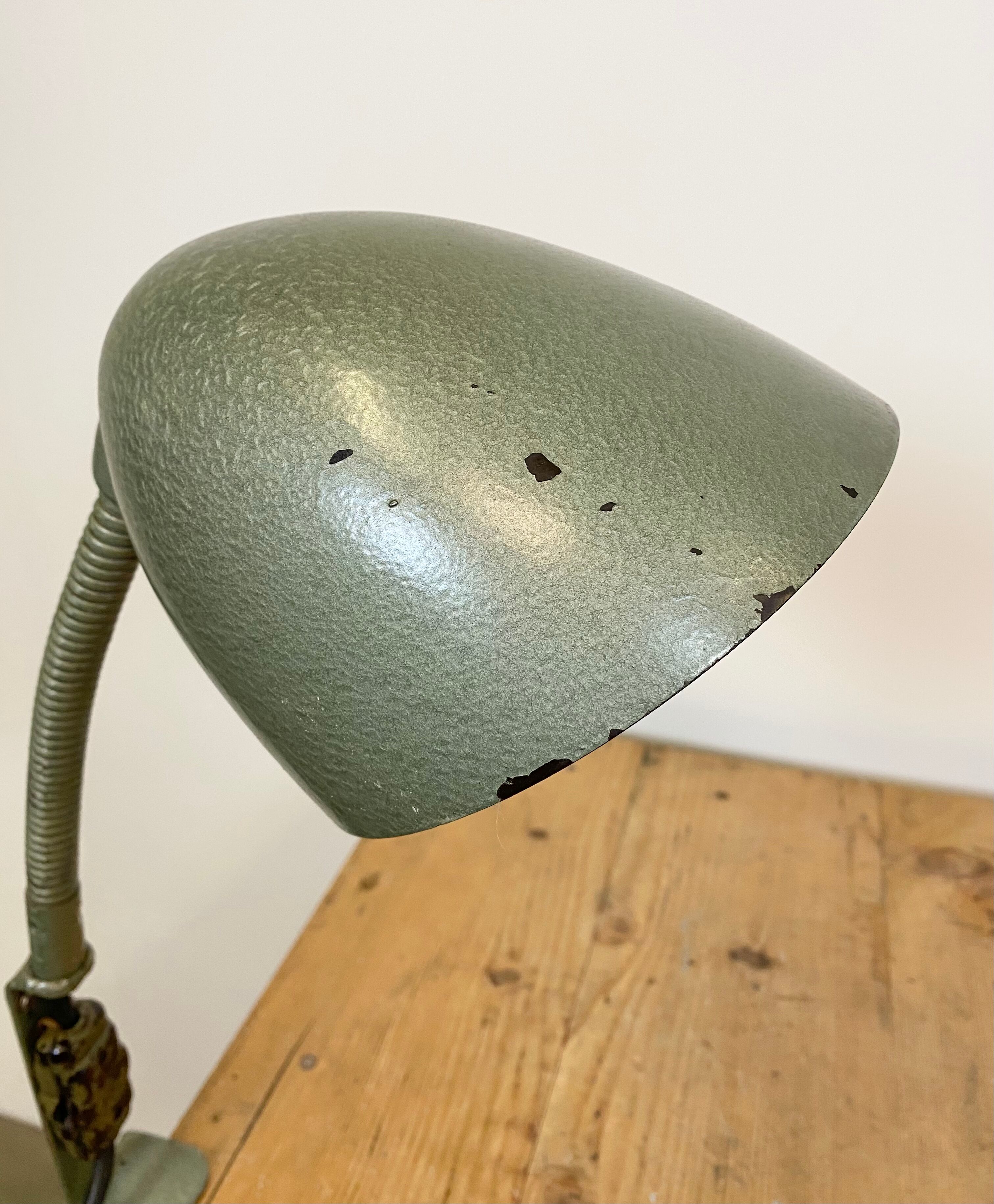 Green Industrial Bakelite Gooseneck Table Lamp, 1960s