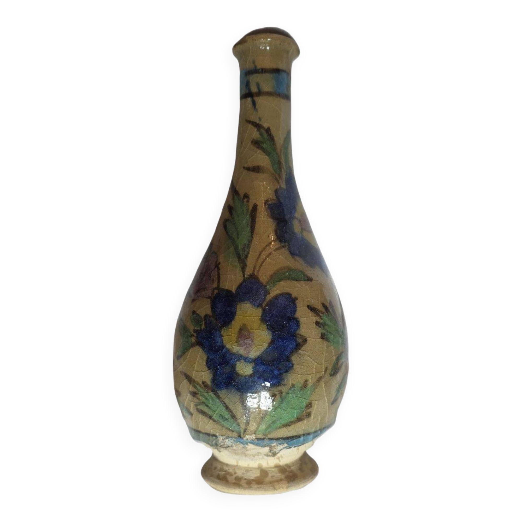 Antique Small Iznik Glazed Ceramic Vase 19th Century