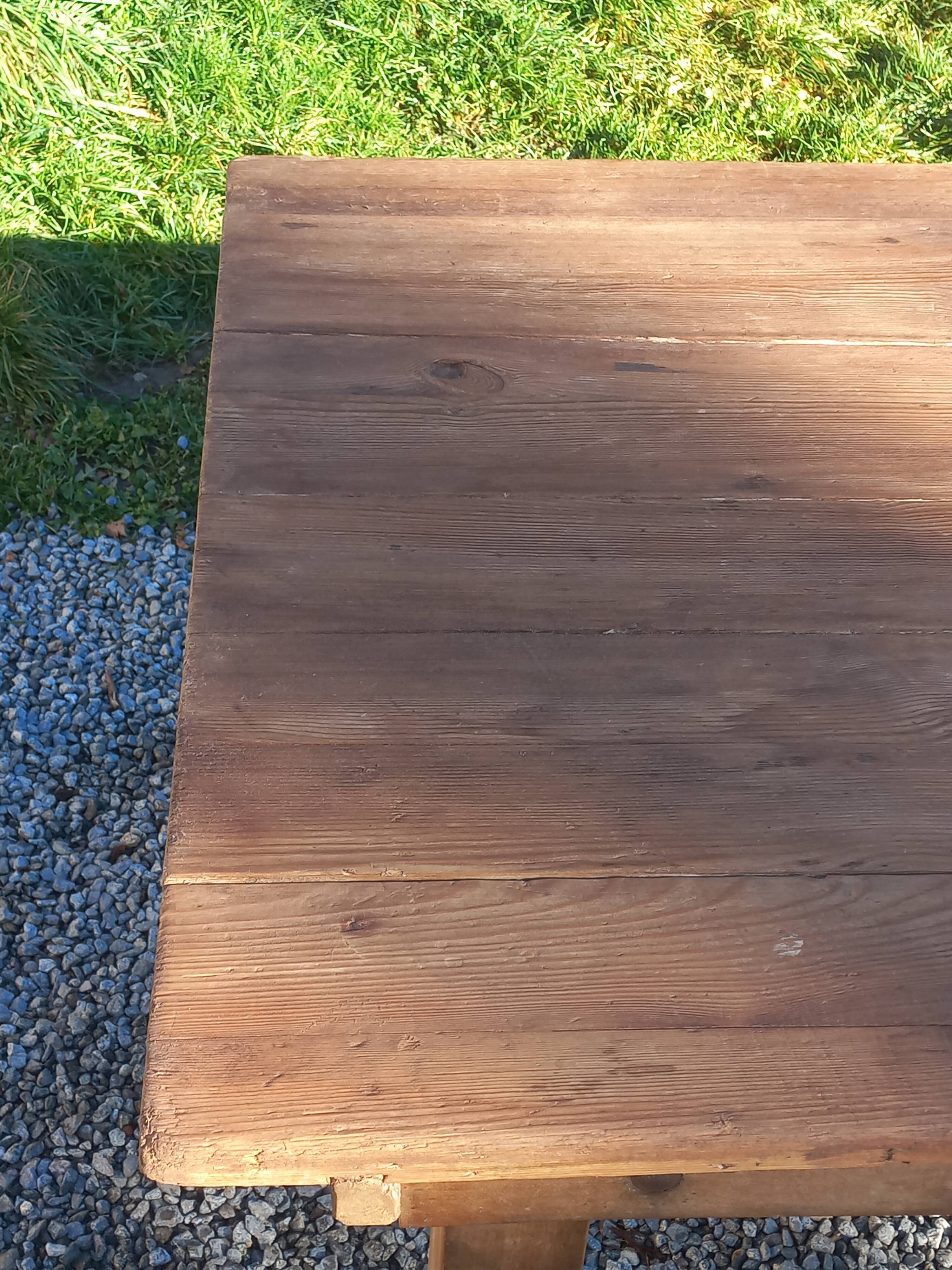 Brutalist farmhouse table Antique wooden workshop table 200cm