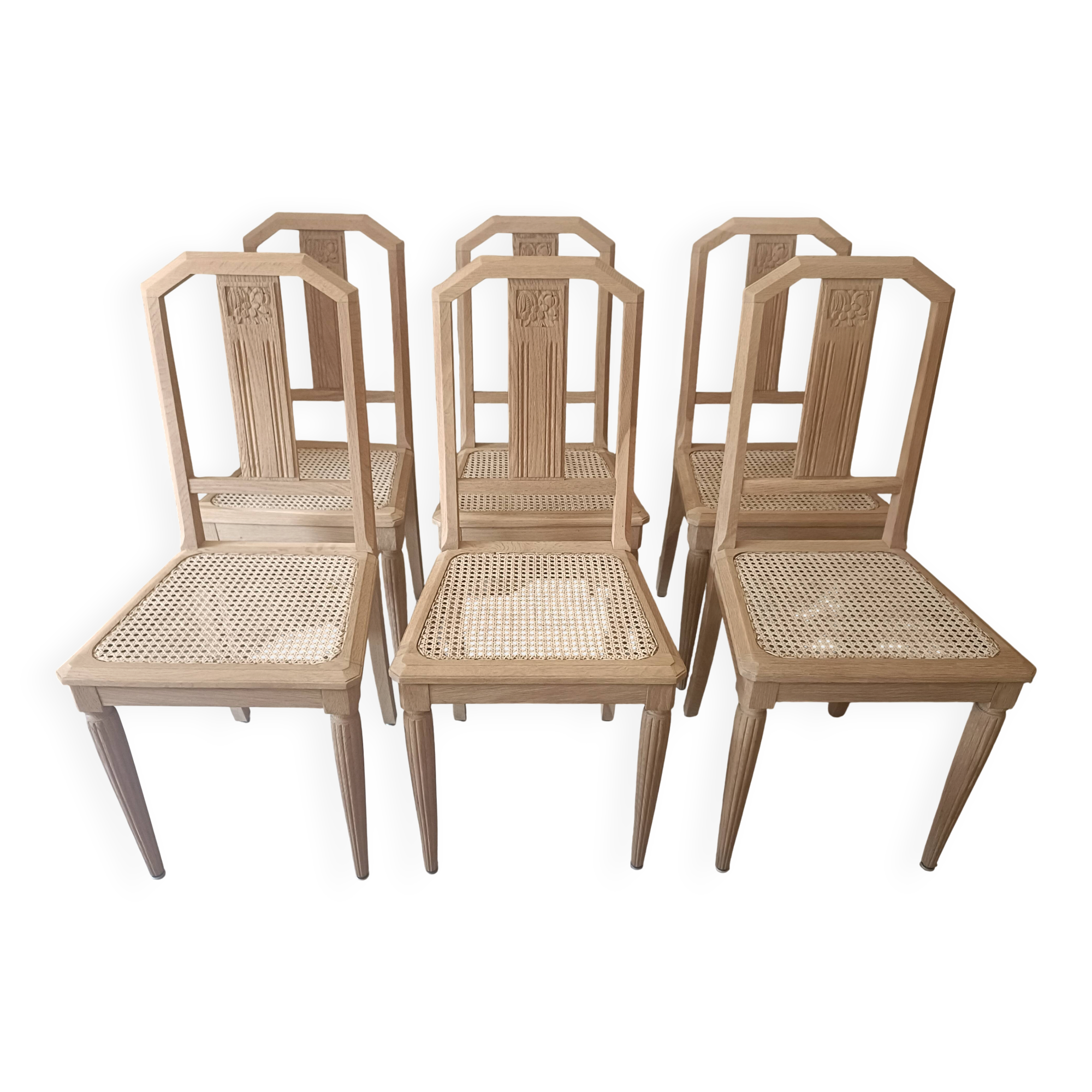 6 chaises cannées art déco rénovées