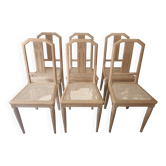 6 chaises cannées art déco rénovées
