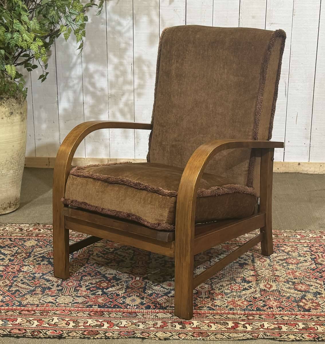 1930s English bridge chair in beech.
