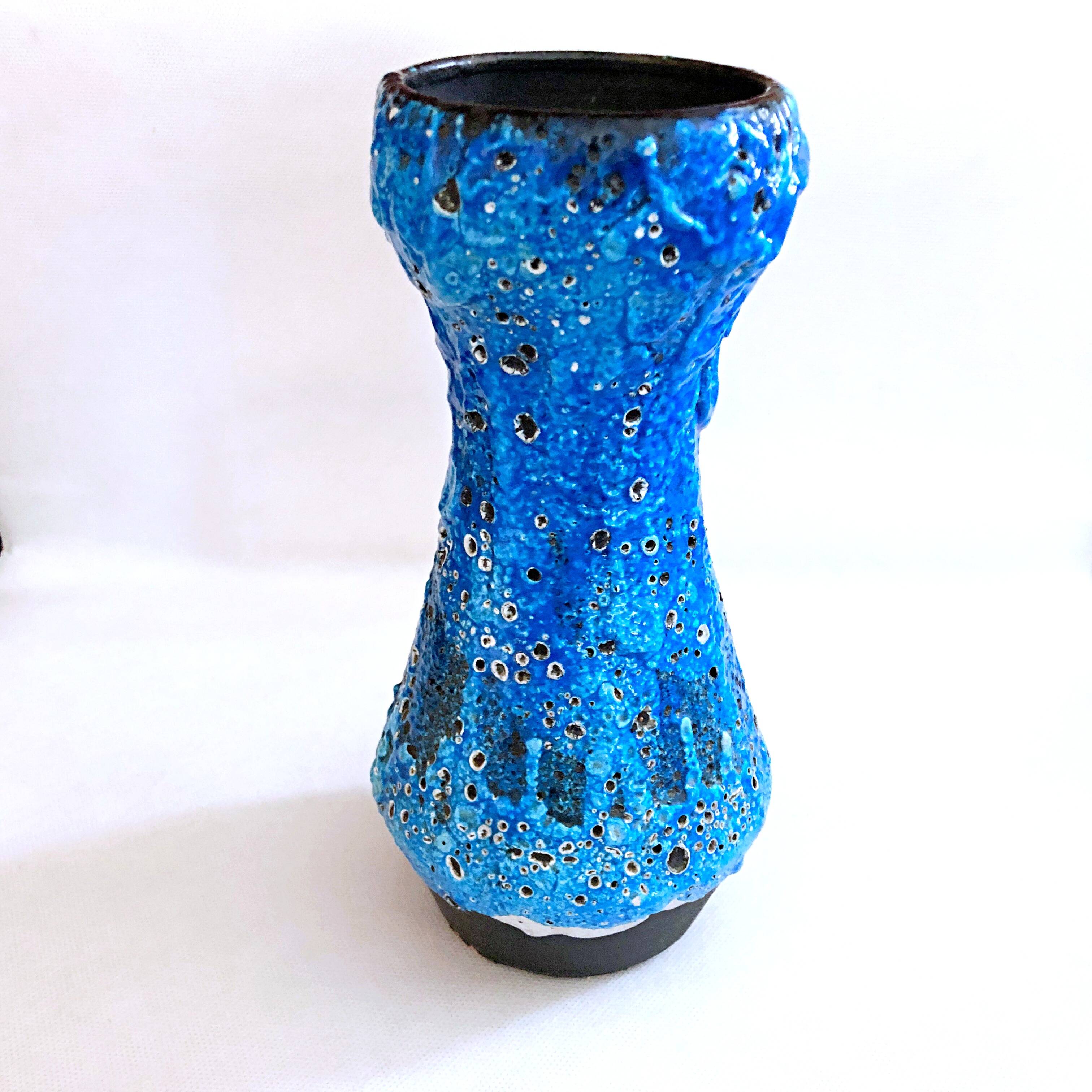 Large vintage seafoam blue artisanal vase