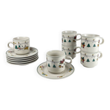 Set of 6 Christmas coffee/tea cups, 1980