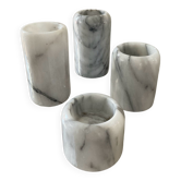 Series of 4 vintage candle holders in Carrara marble