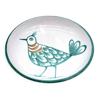 Assiette creuse au décor d’un oiseau – Robert Picault, 1960