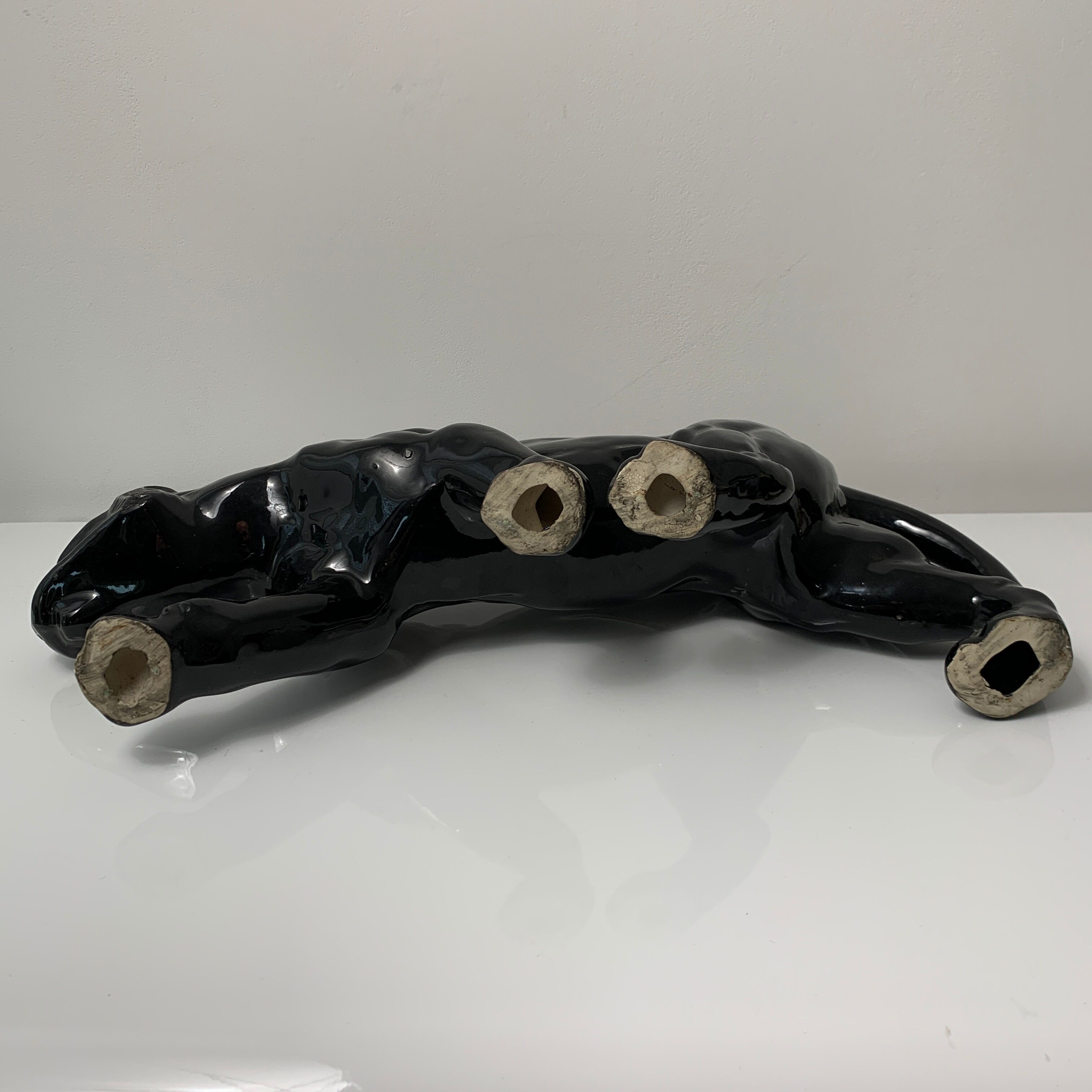 Black ceramic tiger art deco style