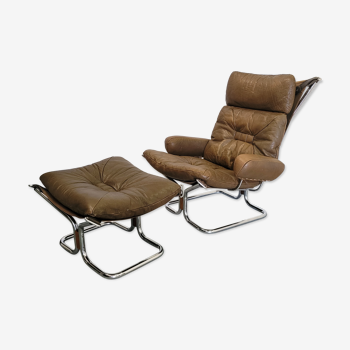 Lounge chair and ottomane design Harald Relling published by Langlos Möbelfabrik