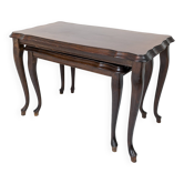 Lot de 2 tables d'appoint tables gigognes Chippendale courbes rectangulaires vintage midcentury ban