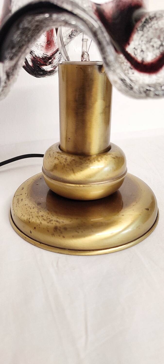 Lampe de table avec tulipe en cristal. Italie, années 1980.