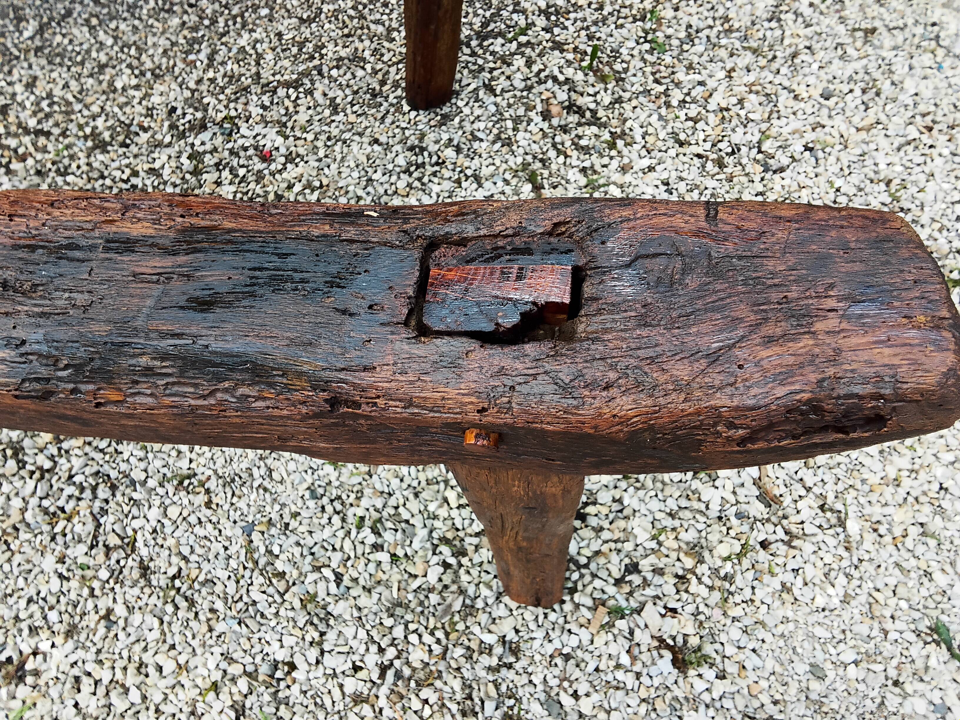 Brutalist wooden bench