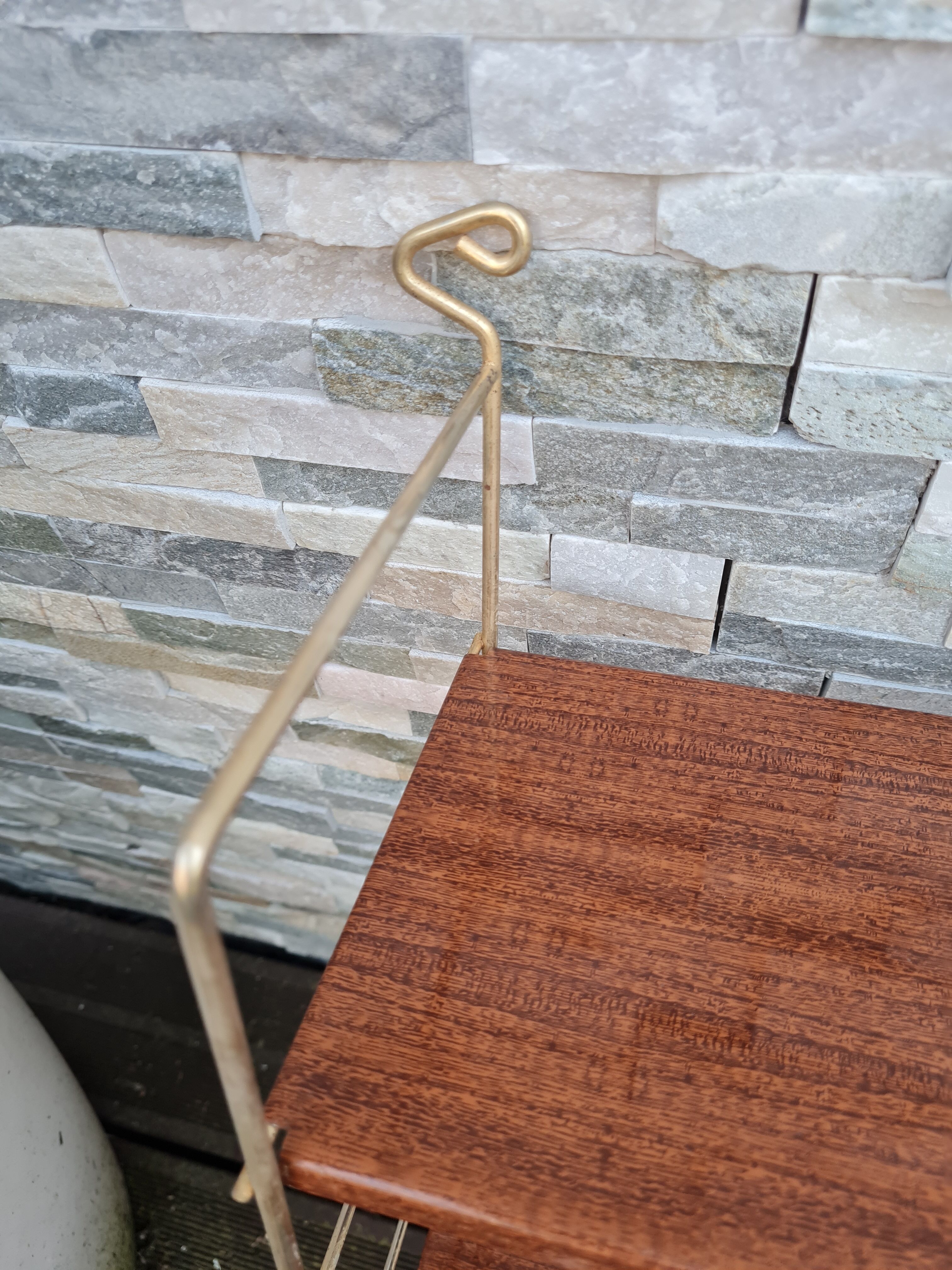 Wall shelves style metal string imitation wood 60- 70s