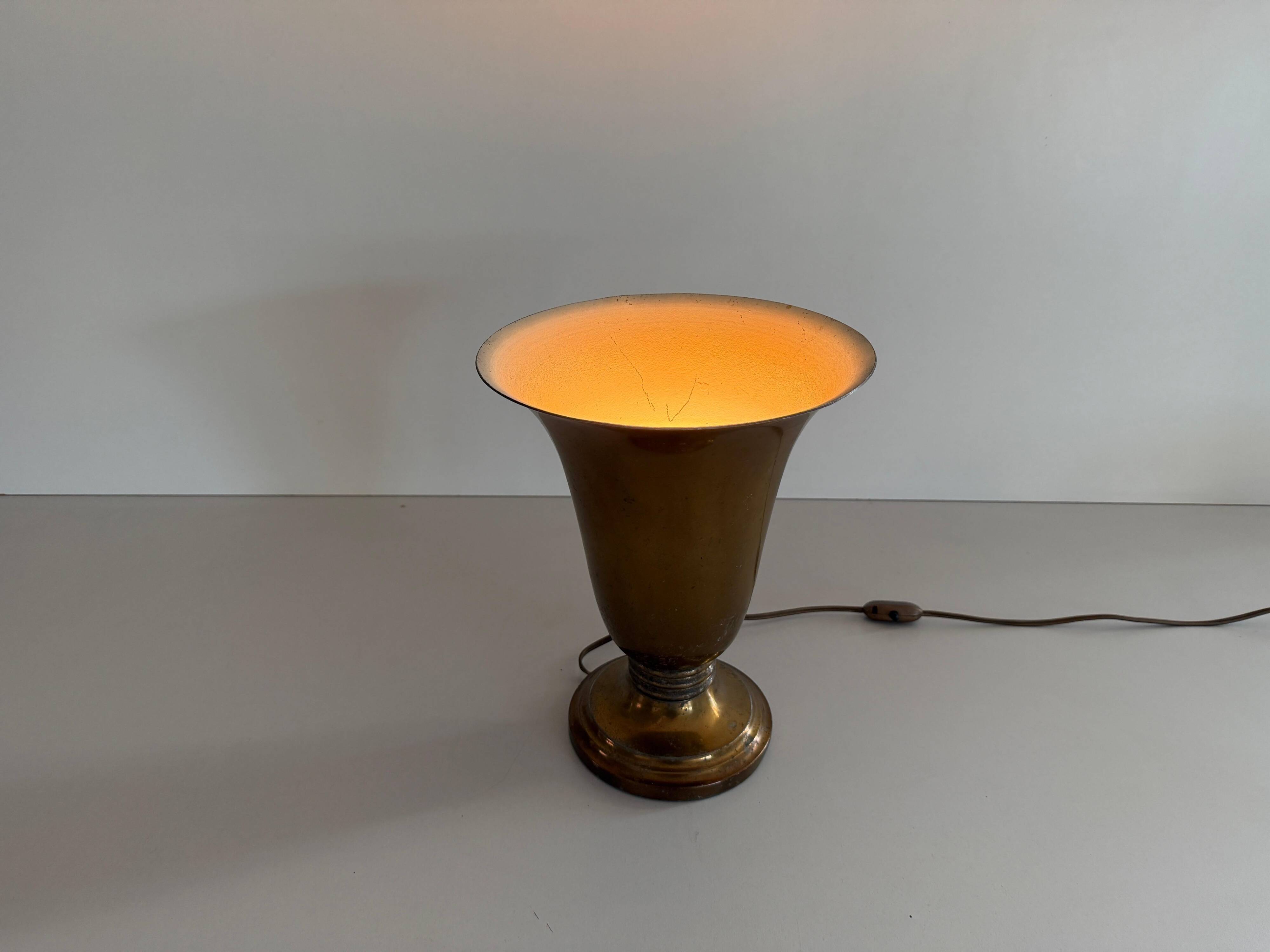 Art Deco conical table lamp in brass by Mazda, 1940s, France