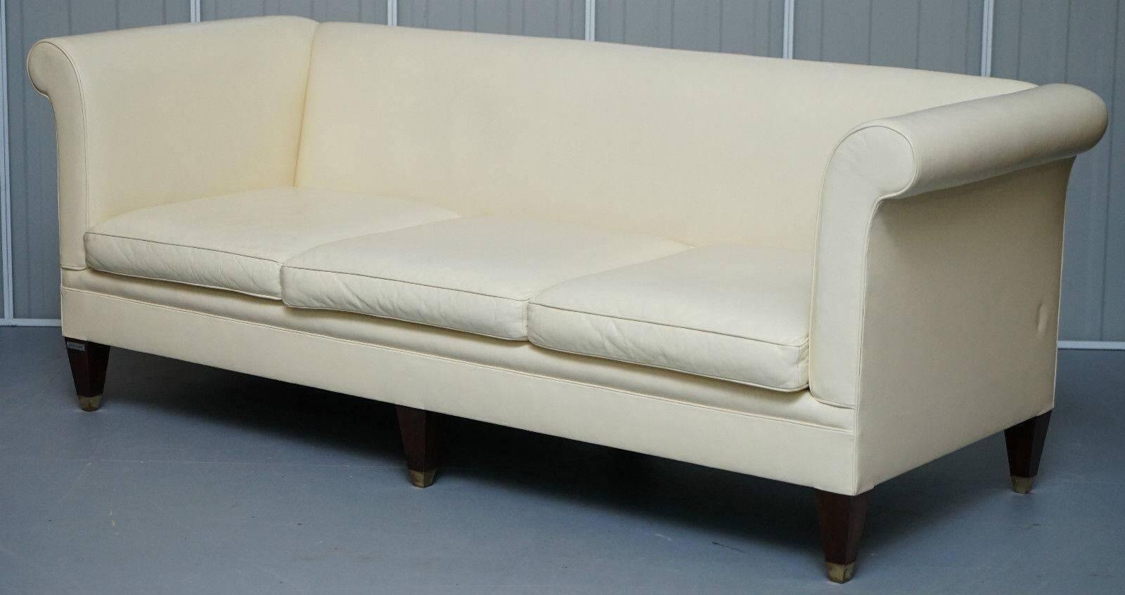 Ralph Lauren Brompton three-four seater sofa in restored leather.