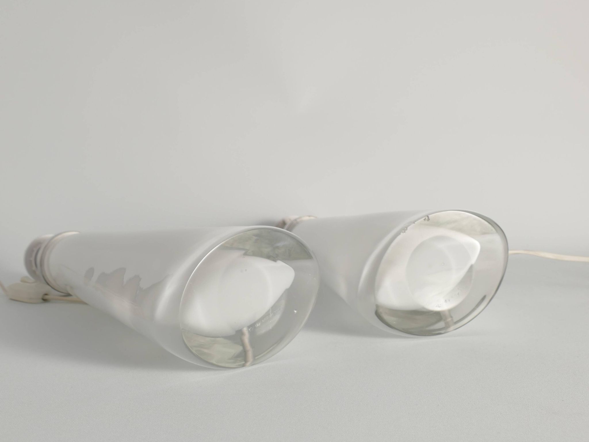 Large White Crystal Glass Table Lamps, Carl Fagerlund, Orrefors, 1960, Set of 2
