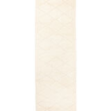 Berbere carpet beni urain ecru corridor with diamonds in relief 302 x 79 cm