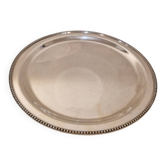 Round serving platter in silver-plated metal