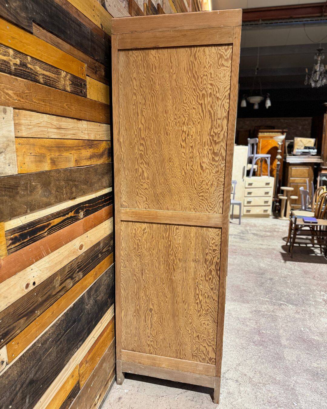 Old hardware cabinet in pitch pine - Early 20th century - Sandblasted