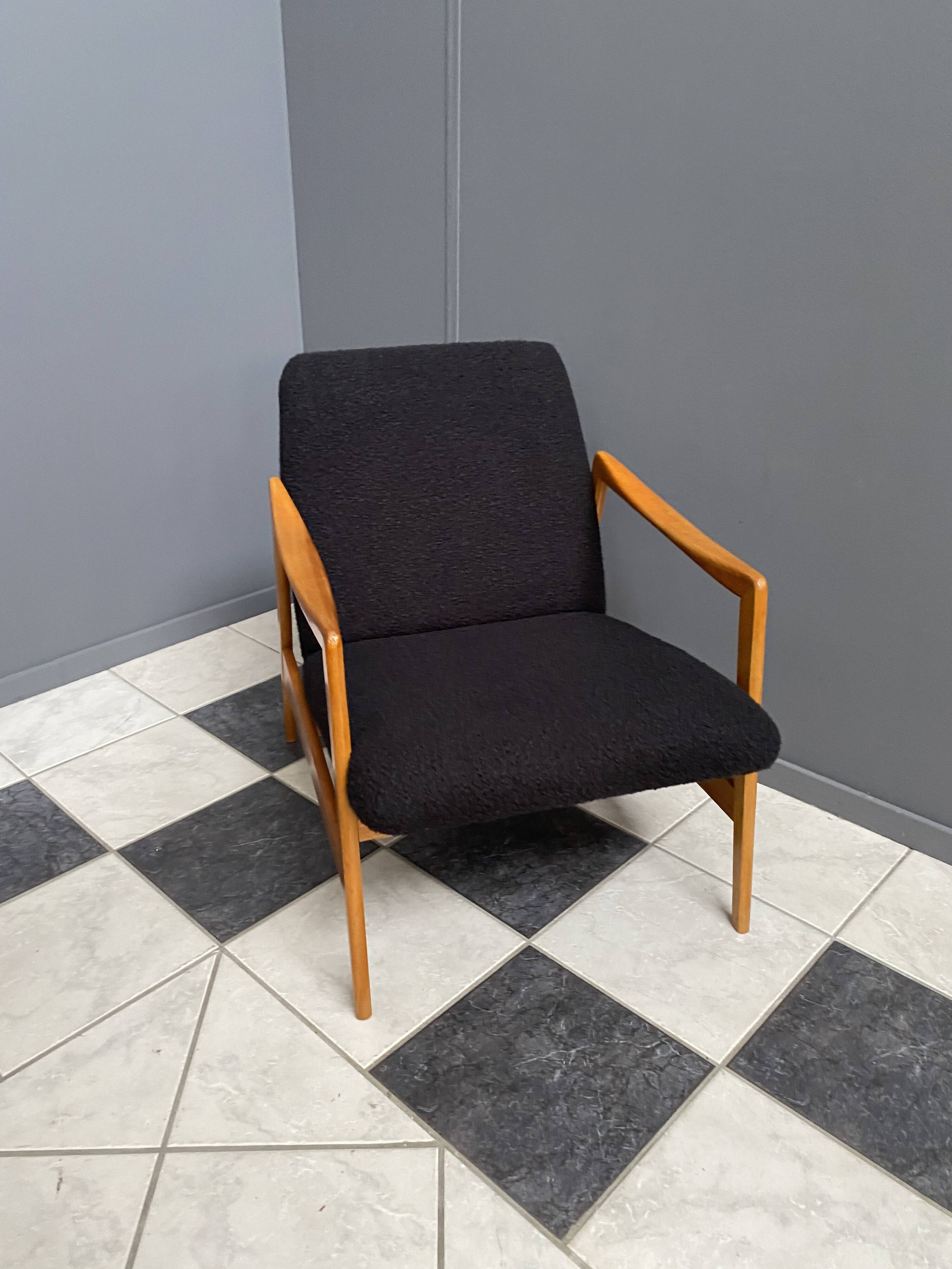 Black Boucle fabric chair 1970s
