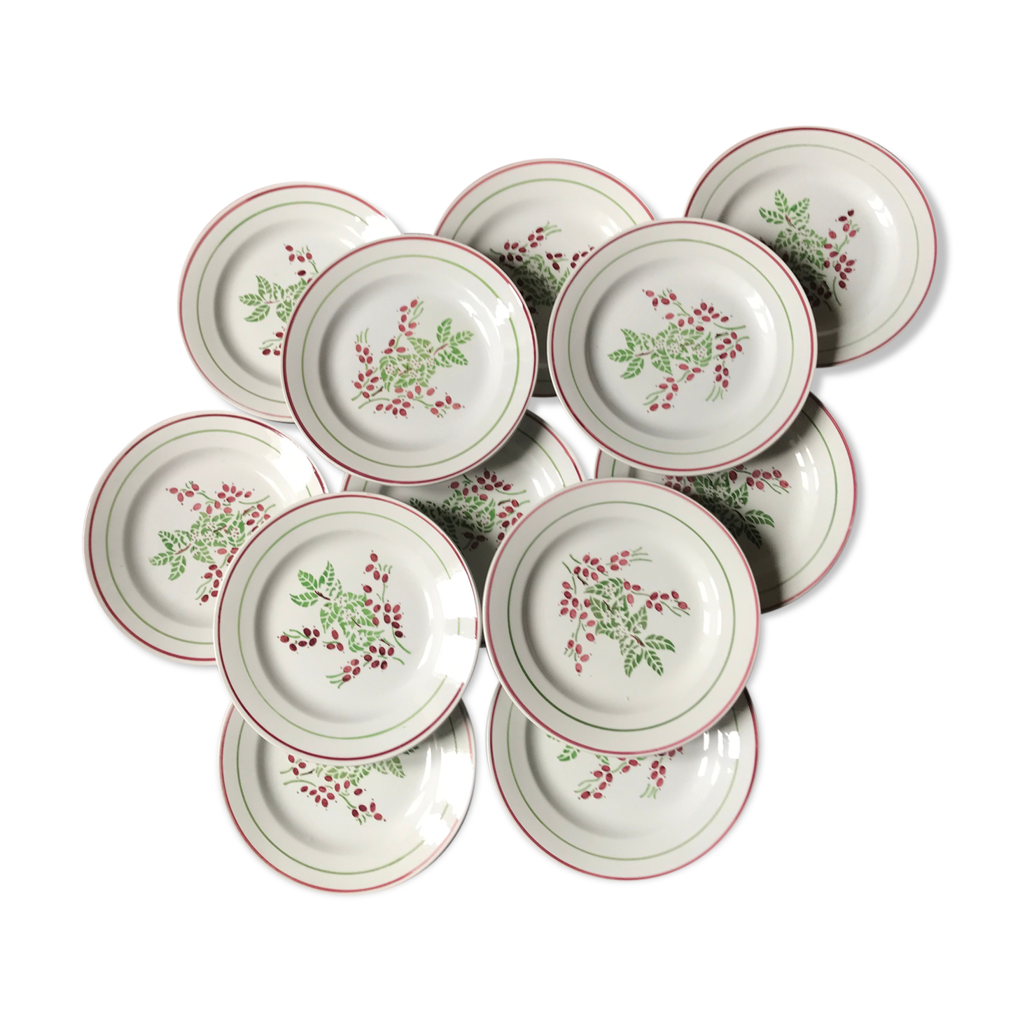 12 assiettes à dessert vintage