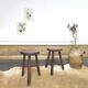Paire de tabourets tripodes en bois vintage