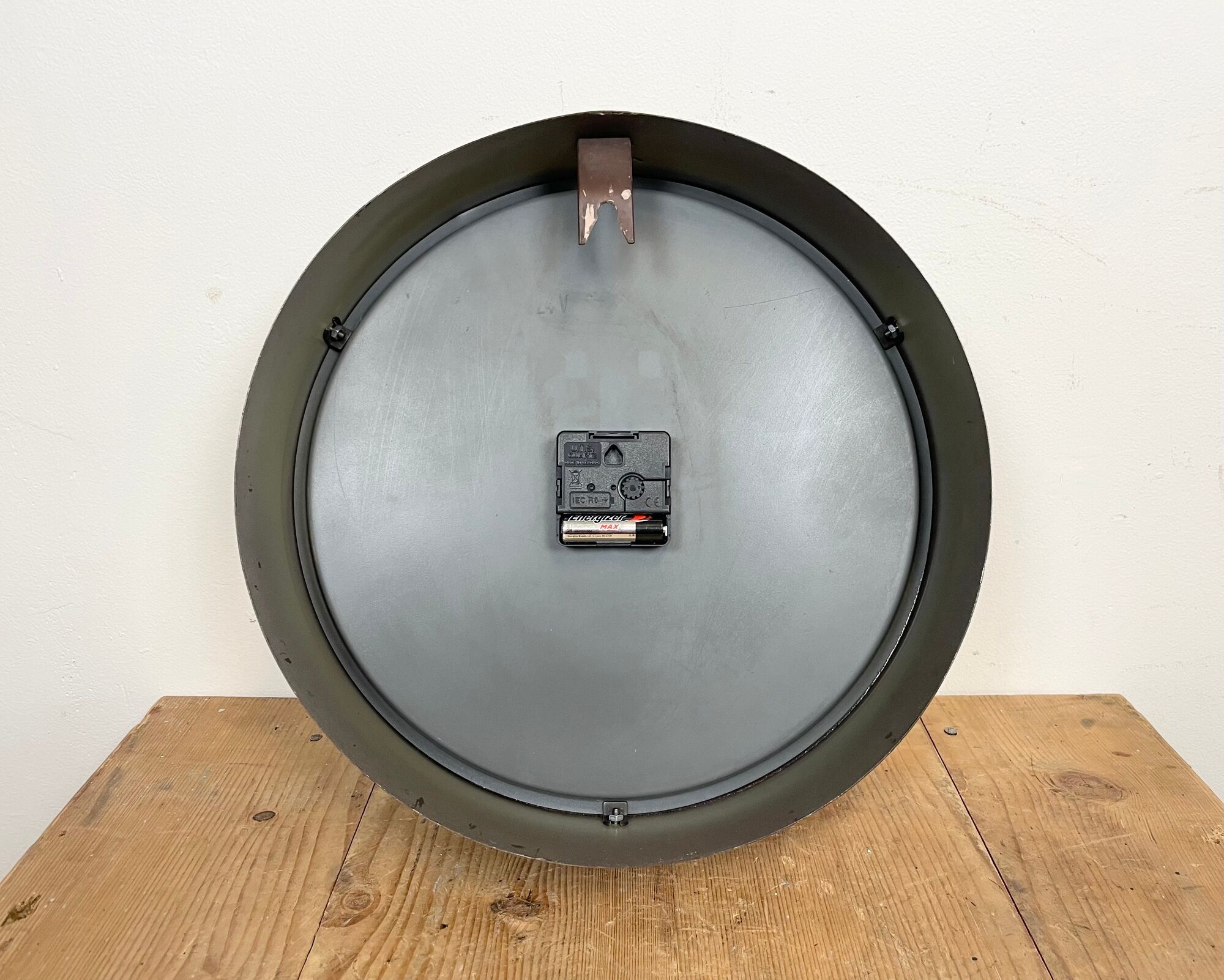 Grey Industrial Factory Wall Clock from Pragotron, 1960s